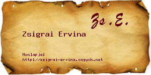Zsigrai Ervina névjegykártya